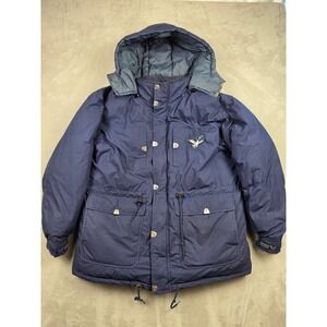 Vintage Triple F.A.T. Goose Down Puffer Parka Jacket Mens XL Blue Removable Hood